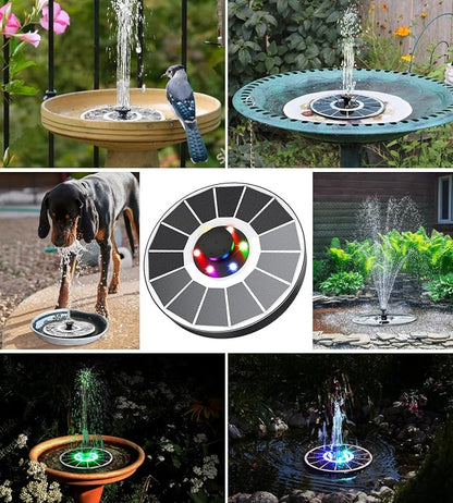 Yzert Solar Fountain Glass Panel with 2200 mah Battery, 3.5W Floating Solar Water Fountain with 4 Fixed Rods, Solar Pump for Bird Bath, Garden, Pond, Pool, Outdoor (White Panel Colorful Lights)