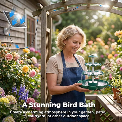 AISITIN 6.5W Solar Bird Bath Fountain, 3-Tiered Waterfall, DIY Detachable Solar Fountain Pump & Adjustable Panel, Lightweight Resin Plastic for Garden, Outdoor Bird Feeder, Pond Decor