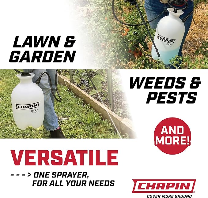 Chapin 1-Gallon Pump Sprayer, Easy Use for Home & Garden, 2pk | Durable lightweight tank; ideal for weed control, plant care and cleaning with adjustable nozzle, long hose and easy pump