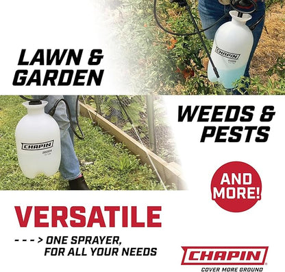 Chapin 1-Gallon Pump Sprayer, Easy Use for Home & Garden | Durable lightweight tank; ideal for weed control, plant care and cleaning with adjustable nozzle, long hose and easy pump