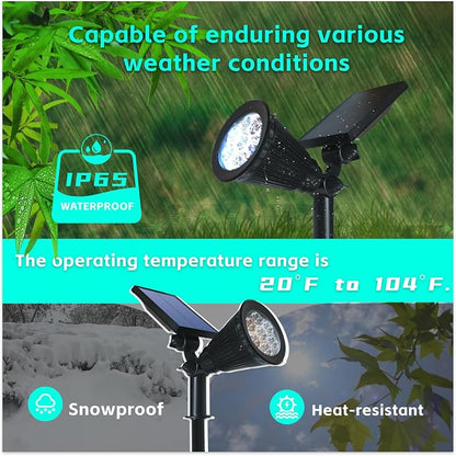 Solar Spot Lights Outdoor Color Changing, 8 Lighting Modes 2-in-1 Solar Lights Outdoor Waterproof, Auto On/Off Multicolor Solar Powered Landscape Spotlights for Garden Patio Yard Pool, 4 Pack