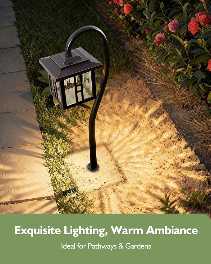LITFIT Low Voltage Landscape Lighting,12V 3W 185LM 3000K ORB Electric Pathway Lights, Waterproof Wired Garden Light with Connectors for Walkway Yard, Die-Cast Aluminum, 50000H Integrated LED, 12Pack