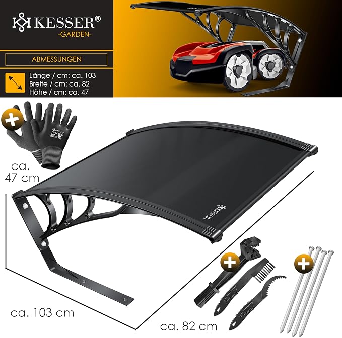 Kesser Mowing Robot Garage Roof Carport Roof for Lawn Mower Lawn Robot Car Owner Garden Weather-Resistant Mower Garage Including Mounting Material, Dimensions 82 x 103 x 47 cm