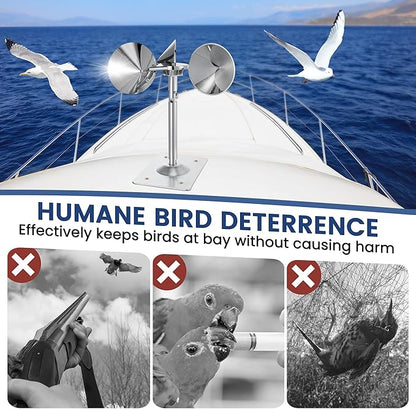 4 Pack Reflective Spinning Bird Deterrent, Wind Powered Aluminum Bird Repeller Scarer Deterrent Devices Outdoor, Repels All Birds Pigeons Sparrows Woodpeckers for Garden Railing Roof Adjustable Neck