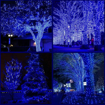 YULETIME 200 Blue LED Christmas Lights, 66 ft Green Wire UL String Light | True Blue, Stay Lit, End-to-End Connectable, UL Certified, Commercial Grade, 1-Strand 200 Lights, 4" Spacing