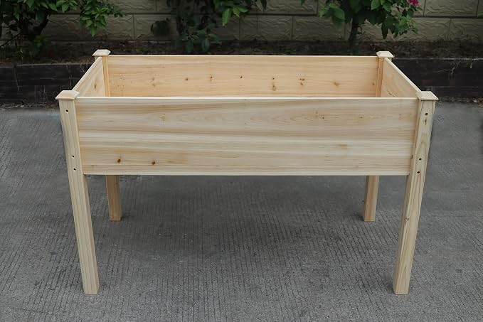 BTExpert 4ft Wooden Raised Garden Bed with Legs, 48x24x30in Elevated Planter Box Stand for Vegetable Flower Backyard, Patio, Balcony Large Wood Raised Beds Liner Outdoor - 30 in Height
