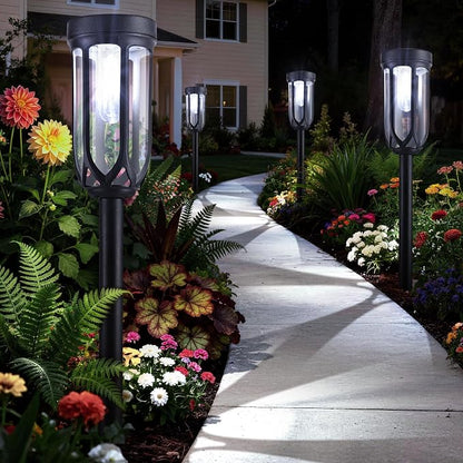 Lomotech Solar Pathway Lights - 8 Pack Solar Lights Outdoor Waterproof, Bright LED Solar Garden Lights for Patio Landscape Lawn Yard Walkway Driveway (White)
