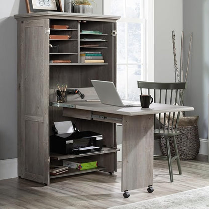Sauder Miscellaneous Storage Craft & Sewing Armoire, L: 35.112" x W: 21.81" x H: 61.58", Mystic Oak