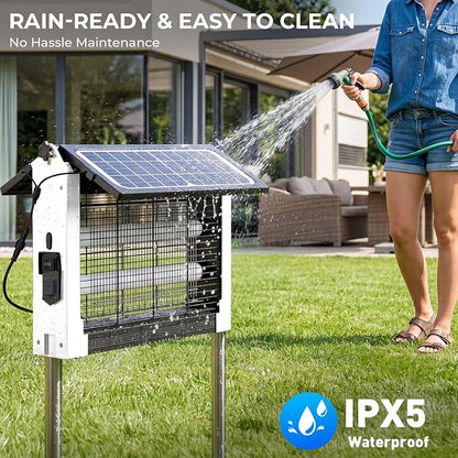 Solar Bug Zapper, 4500V Mosquito Zapper Outdoor Waterproof with Dual Solar Panel, USB Rechargeable Mosquito Killer, Cordless Fly Insect Zapper Waterproof for Patio Yard Garden Home Camping