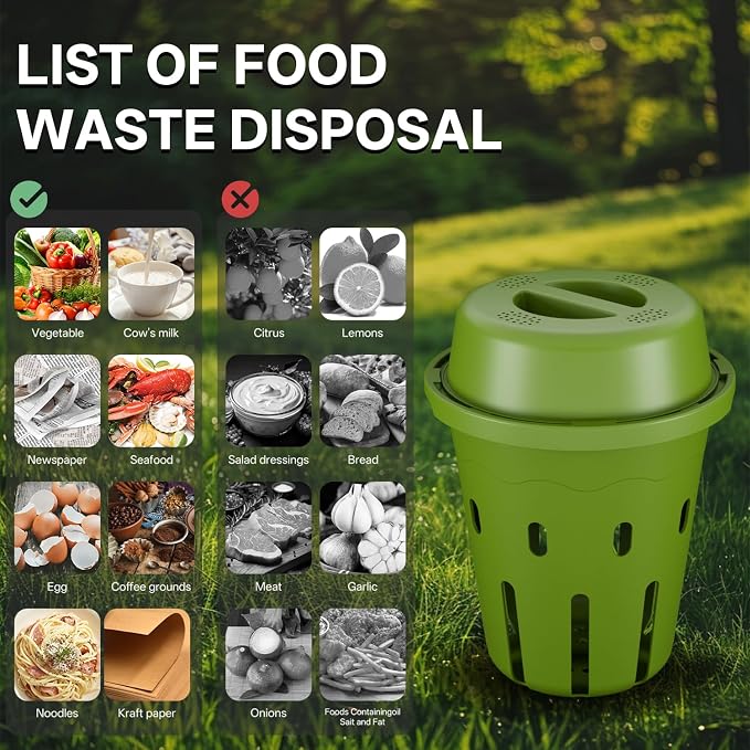 Inground Worm Composter, Mini Underground Worm Farm for Garden Beds, Outdoor Worm Compost Bin for Food Waste, Vermicomposting Bin for Beginners, Elderly, Children (7x7x7.4Inch), Green, 2-Pack