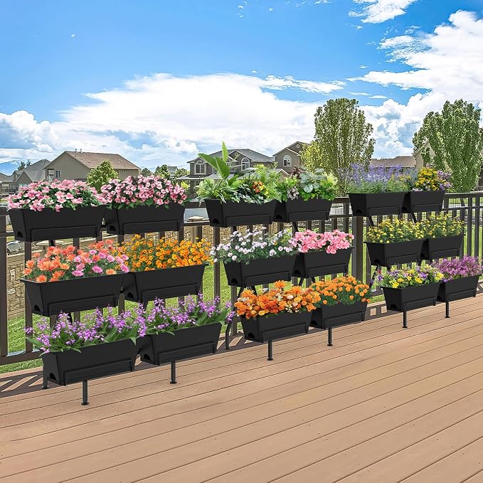 Sunexinlo Vertical Garden Planter Freestanding Raised Bed for Herbs Flowers Vegetables, Indoor Outdoor for Patio Balcony Deck