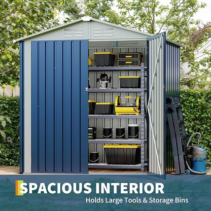 Garvee 6x4 FT Storage Shed – 130 Cu Ft, Sloped Roof, Weatherproof | pacious 130 cu ft interior – fits bikes, ladders, and seasonal gear with ease.
