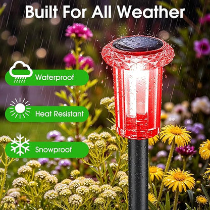 Eyrosa Solar Pathway Lights Outdoor Waterproof Starburst Pattern 10 Pack | Solar Outdoor Lights for Garden Yard Lawn Path Walkway Driveway Labdscape,Stake Lighting Outside Decor