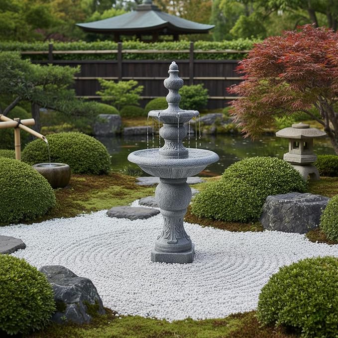 Teamson Home 52.56 in. Outdoor Two-Tier Water Fountain with Realistic ICY Stone Texture for Outdoor Living Spaces Creating a Calming Oasis for Gardens, Landscaping, Patios, Balconies, Lawns, Gray | Realistic ICY Stone Texture, For Gardens, Landscaping,...