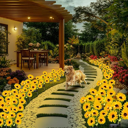 6-Pack Solar Sunflower Garden Decor, 36 LED Flower Stake Lights - Waterproof Long-Lasting Outdoor Solar Patio Decor for Lawn, Yard & Pathway