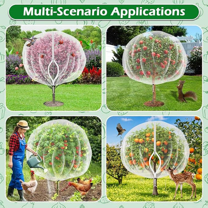 8'x8' Fruit Tree Netting Cover with Zipper and Drawstring | Ultra-Fine Mesh Garden Plant Insect Pest Net Barrier to Prevent Squirrel Bird Deer Cicadas Bag for Blueberry Tomato-1Pcs