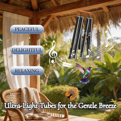 Sympathy Gifts for Loss of Loved One, 37" Memorial Wind Chimes with Hummingbird, Bereavement Gift for Mom Dad, Outdoor Remembrance Decor with Engraved Pendant