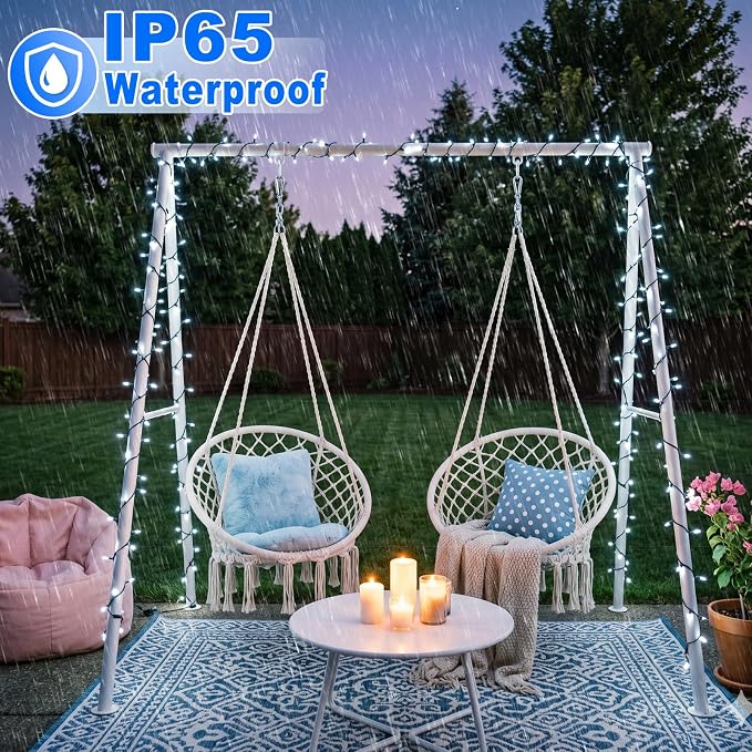 White Christmas Lights Outdoor, 66FT 200 LED Christmas Tree Lights Waterproof with 8 Modes, Plug in Connectable String Lights for Outside Bedroom House Patio Garden Party Decorations