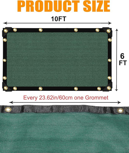 90% Green Heavy Duty Shade Cloth for Garden,Sun Screen Fabric 6 X 10FT | Sun Shades Netting Outdoor Patio with Grommets, Mesh Tarp Cover for Plant, Porch, Pergola, Greenhouse, Backyard &Outdoor Use