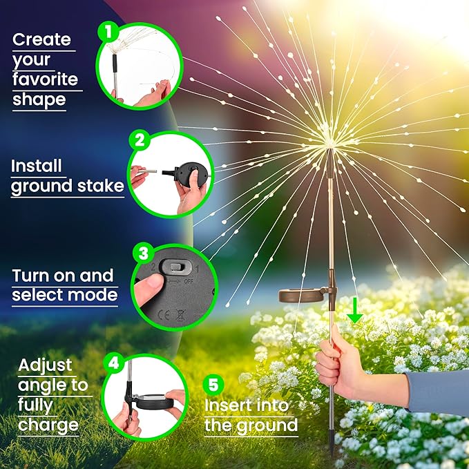 GIGALUMI Garden Outdoor Decor Lights 120LED 4Pack, Solar Garden Lights for Yard Outside Fairy Decorative,Solar Powered for Yard Pathway Flowerbed Planter Balcony Patio Decor（Green）