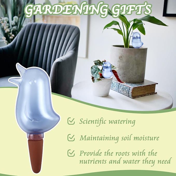 4 Pack Self Watering Spikes, Indoor Plant Watering Globes, Bird Shape Automatic Irrigation Spikes,Plant Watering Devices（Blue）