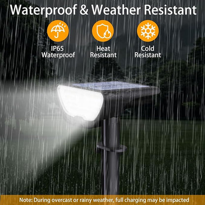 RUIKORING Solar Spot Lights Outdoor Waterproof, 73 LED Landscape Spotlight with 3 Lighting Modes, Dusk to Dawn Auto On/Off, 2-in-1 Wall & Ground Mount for Yard, Garden & Pathway, Cool White, 1 Pack