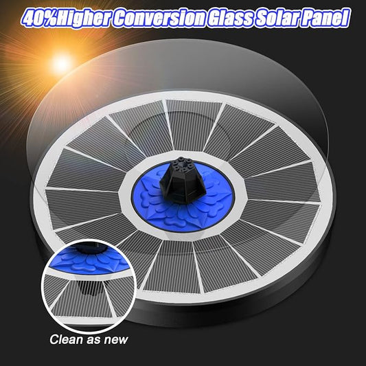 SZMP Solar Fountain Upgrade, 3.5W Solar Powered Bird Bath Fountains with Flower, Outdoor Water Feature Solar Pump with 7-in-1 Nozzles, 4 Fixed Pipes for Humingbirds, Garden, Pool, Pond, and Fish Tank