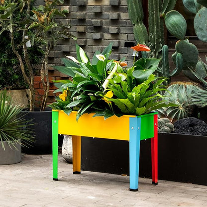 Raised Garden Bed, Garden Raised Planter Box with Legs, Galvanized Garden Planter for Herbs and Vegetables (Multi-Colored)
