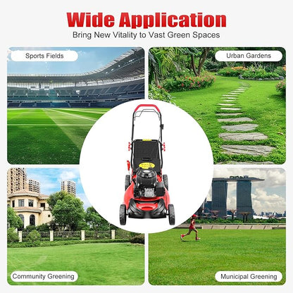 20-Inch Self-Propelled Gas Push Lawn Mower, 140cc 4-Stroke Engine 2800rpm Walk-Behind Gas Lawn Mower with Bagger 8-Position Lever Height Adjustment for Garden and Yard