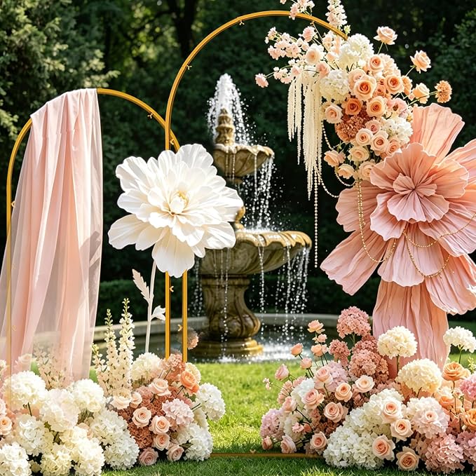 Wedding Arch Backdrop Stand, Gold Metal, Set of 2, 7.2FT and 6FT, for Birthday Party, Baby Shower, Graduation, Photo Booth, Balloon Floral Decoration