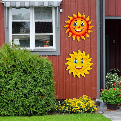 Metal Sun Wall Decor, 13Inches Sun Outdoor Wall Art for Garden Yard Room Kitchen Patio Fence Decorations