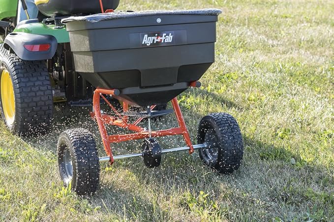 Agri-Fab Tow Behind ATV/UTV Broadcast Spreader for Seed, Fertilizer, Salt and Ice Melt, 185 lb Capacity with 12 Ft Spread Width