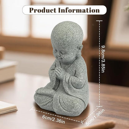 Meditating Buddha Statue Figurine | Zen Decor Sandstone Small Garden Monk Sculpture Indoor/Outdoor Decor for Home