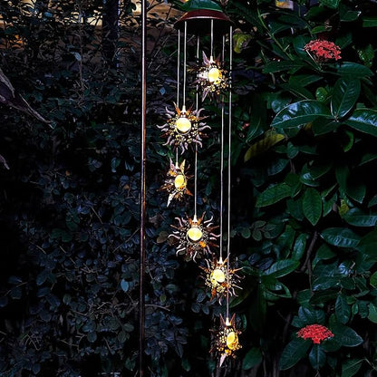 Tryme Sun Solar Wind Chimes for Outside Hanging Garden Lights Solar Christmas Decorations Outdoor for Women, Mother, Grandmother