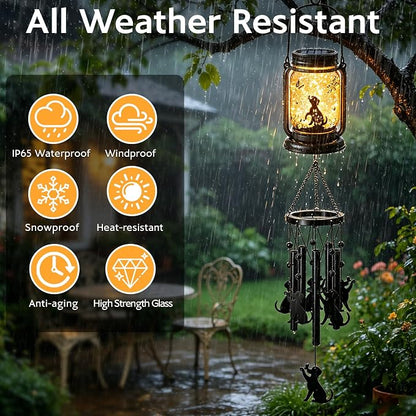 2 Pack Solar Dog Wind Chimes for Outside, Birthday Mother' s Day Gifts for Mom Women Grandma,Solar Dog Wind Chime Light Hanging Wind Chimes Outdoor,IP65 Waterproof, Yard Garden Terrace