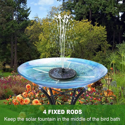 Yzert Solar Fountain with 2000 mAh Battery Backup Works in Cloudy, Glass Solar Powered Bird Bath Fountains with 7 Nozzles, 3.5 W Solar Fountain Pump for Birdbath,Garden, Outdoor, Pond