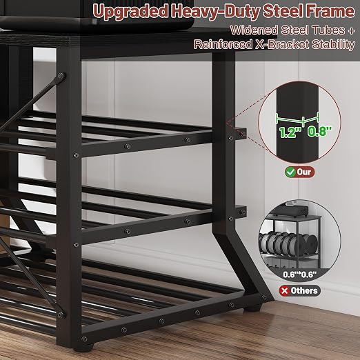 3D Printer Workstation with Power Outlet & Filament Storage, Heavy Duty 4-Tier 3D Printer Stand with Drawer, X-Bracket Stability, Large 39.4” 3D Printing Desk for Workshop, Studio, Office