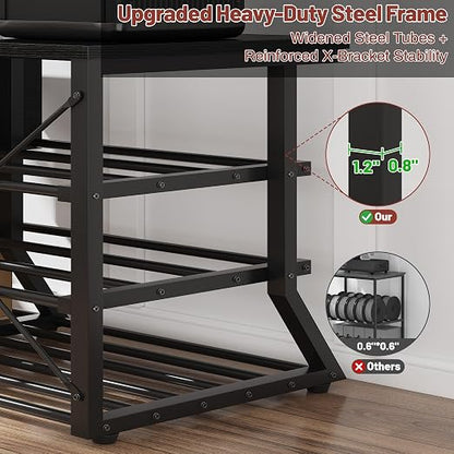 3D Printer Workstation with Power Outlet & Filament Storage, Heavy Duty 4-Tier 3D Printer Stand with Drawer, X-Bracket Stability, Large 39.4” 3D Printing Desk for Workshop, Studio, Office