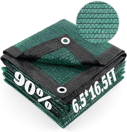 Cool Area 90% Sun Shade Cloth Mesh Tarp with Grommets for Plant Cover 6.5x16.5ft Patio Canopy Garden Pergola Greenhouse Car Barn Kennel Dark Green