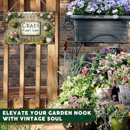 PEACHGARDEN Garden Signs Gardening Wall Decor For Woman Gift Crazy Plant Lady Metal Sign Wall Art Decor For Garden Yard Patio Plant Room Greenhouse 8x12 inch