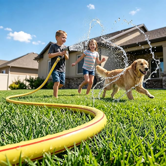 Yellow Garden Hose 3/4 in. x 50 ft. -Non Kinking, Leak Free, Flexible, Male to Female Fittings -Heavy Duty Lightweight Durable PVC Water Hose -150PSI Work & 500PSI Burst, for Lawn & Commercial Use