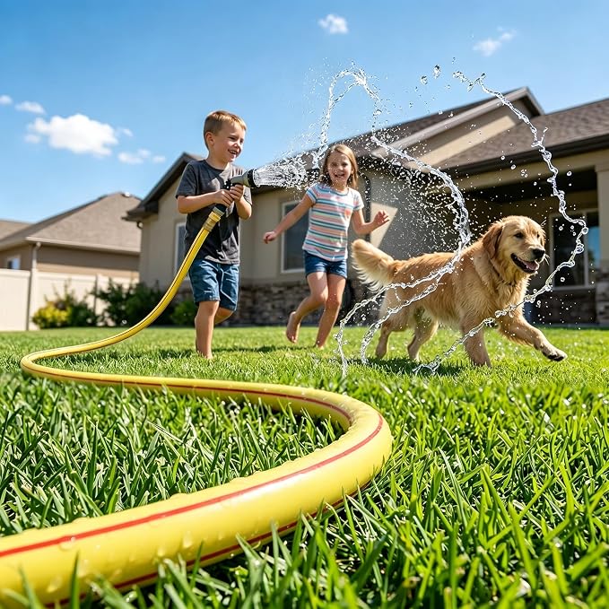 Lead-in Yellow Short Garden Hose 3/4 in. x 3 ft. -No Kink, Leak Free, Flexible, Male to Female Fittings -Heavy Duty Lightweight PVC Water Hose -150PSI Work & 500PSI Burst, for Reel Cart & Outdoor Use