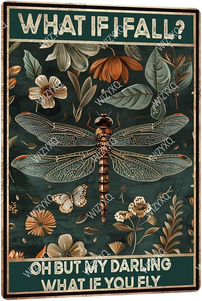 Metal Signs What If I Fall Oh But My Darling What If You Fly Retro Tin Sign for Home Office Kitchen Bar Cafe Garden Wall Decor 12x8 Inch