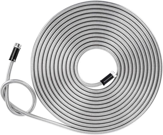 Beaulife Metal Garden Hose 25 ft Flexible No Kink Lightweight RV Drinking Water Hose Extension Leader Hose Heavy Duty Outdoor