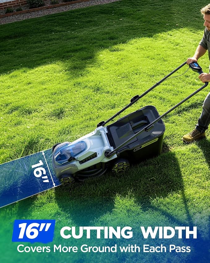16" Cordless Lawn Mower, 40V Lightweight Push Mower with 4.0Ah Battery & Charger, Ultra-Quiet Motor for Small Yards, Lawn Care, Backyard Maintenance