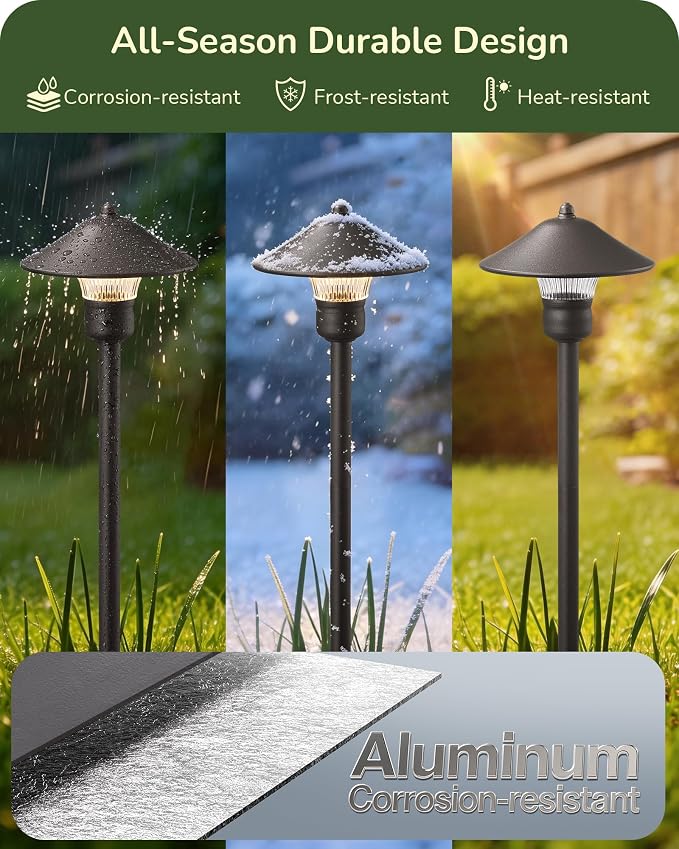 EDISHINE Low Voltage Pathway Lights, 3W 150 LM 3000K 16.5“ Tall LED Landscape Lights, 12V AC/DC 50,000Hrs Waterproof Aluminum Housing Outdoor Landscape Lighting for Path, Yard, Garden