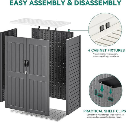 YITAHOME 59 cuft Outdoor Vertical Storage Shed, Tall Storage Shed Outdoor w/o Shelf, Outdoor Waterproof Storage Cabinet for Garage, Pool Storage, Garden Shed Outdoor Storage, Dark Gray