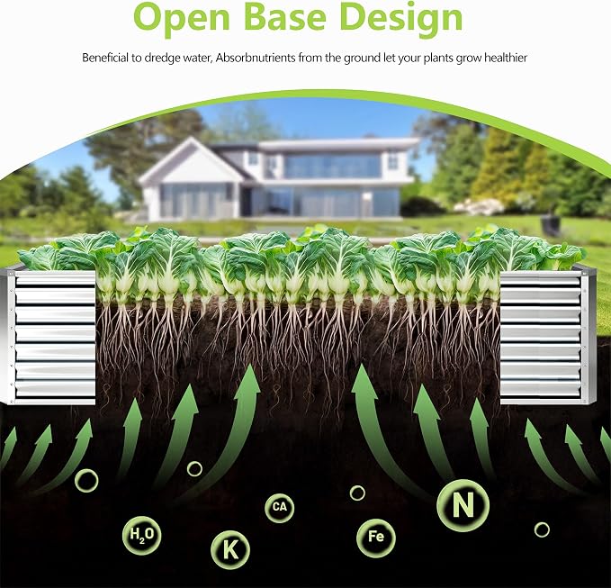 2PCS 4x2x2FT Galvanized Raised Garden Bed,Galvanized Planter Boxes Outdoor, Large Metal Raised Garden Beds for Vegetables-Silver