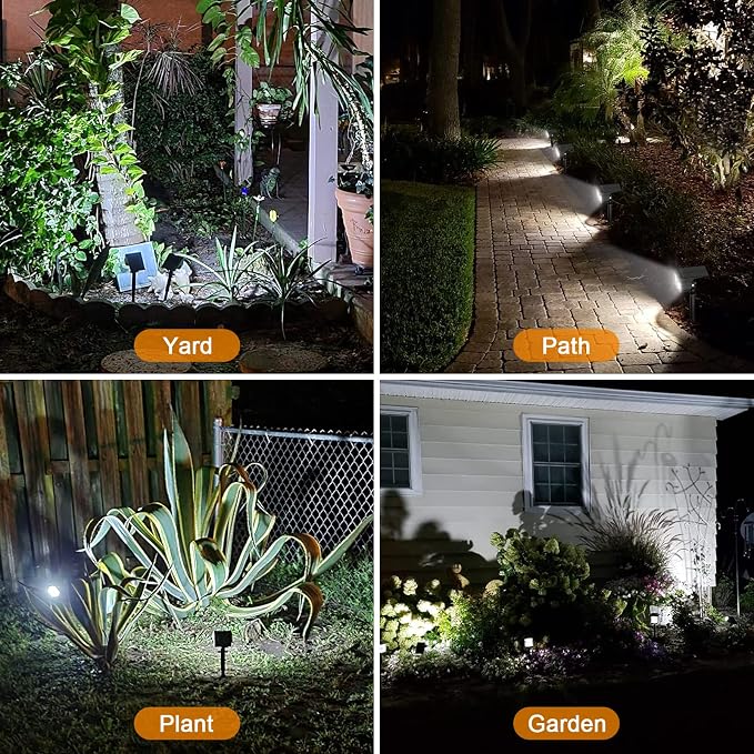 LANSOW Solar Spot Lights Outdoor, [12 Pack/76 LED] 2-in-1 Solar Landscape Spotlights, 3 Modes IP65 Waterproof Dusk to Dawn Solar Powered Flood Wall Lights for Outside Yard Garden Pathway(Cool White)