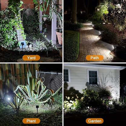 LANSOW Solar Spot Lights Outdoor, [12 Pack/76 LED] 2-in-1 Solar Landscape Spotlights, 3 Modes IP65 Waterproof Dusk to Dawn Solar Powered Flood Wall Lights for Outside Yard Garden Pathway(Cool White)